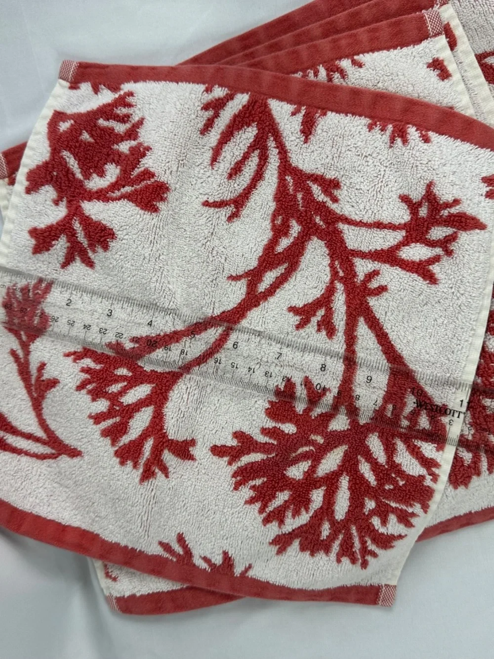 Pottery Barn Red Coral Sea Life Ocean, Cotton, Retired, Bath Set